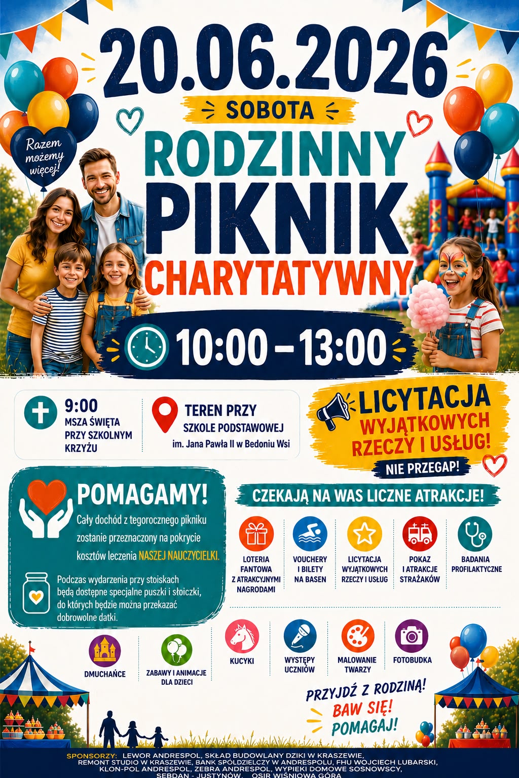 plakat dotyczący pikniku rodzinnego w szkole