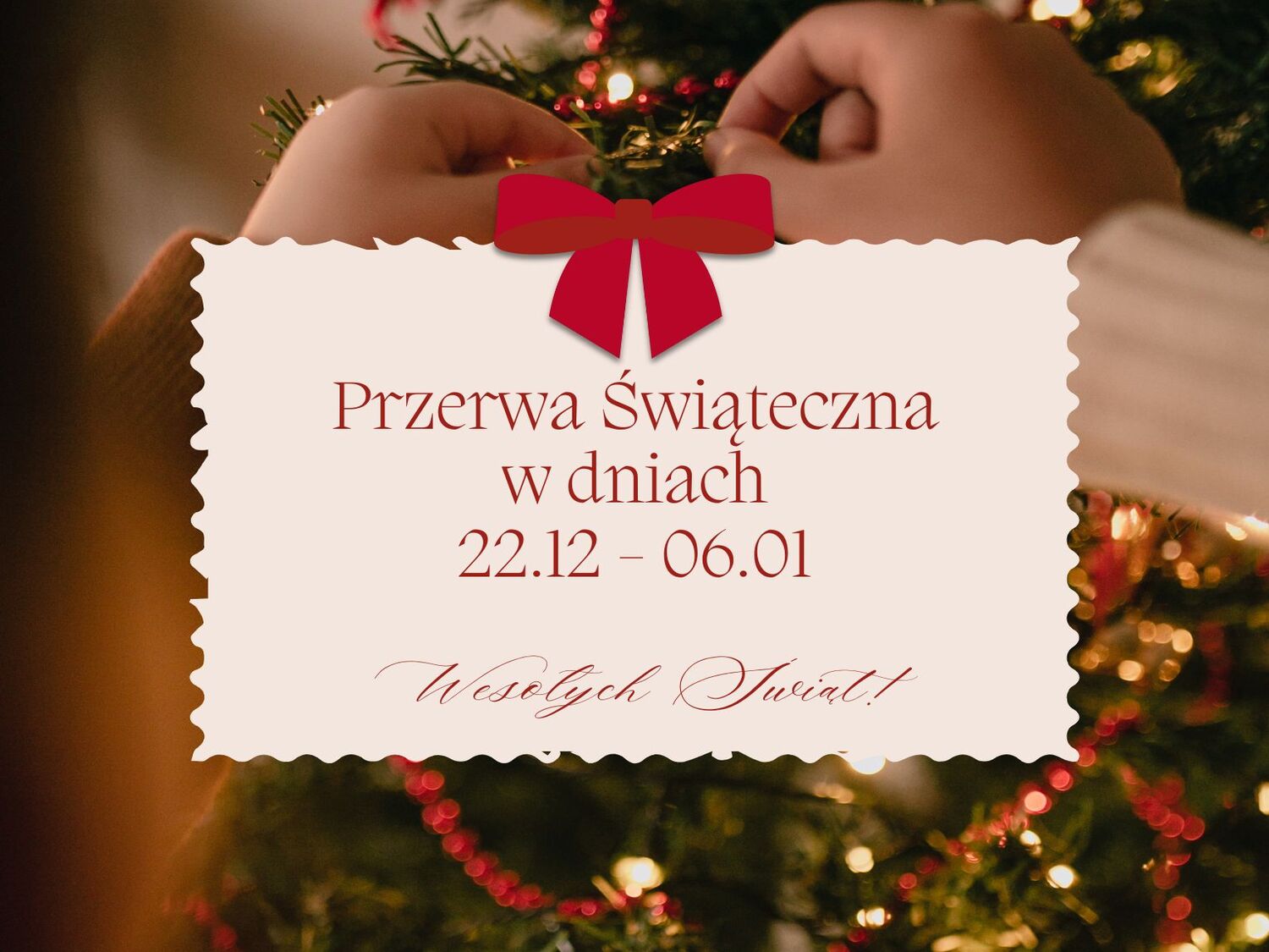 Informacja dotycząca terminu przerwy świątecznej.