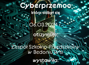Certyfikat udziału w webinarium "Cyberprzemoc".