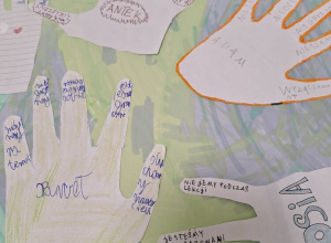 Prace uczniów podczas Tygodnia Przeciwdziałania Przemocy.