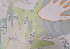 Prace uczniów podczas Tygodnia Przeciwdziałania Przemocy.