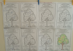 Karty pracy uczniów wykonane podczas zajęć.