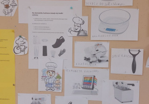 Gazetka na tablicy odnośnie zawodu kucharza.