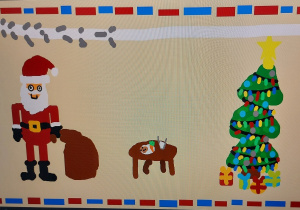 Kartka świąteczna wykonana przez ucznia.