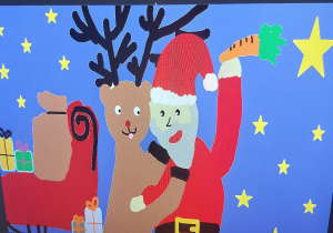 Kartka świąteczna wykonana przez ucznia.