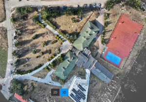 Rzut obszaru szkoły z drona.