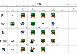 Plan lekcji klasy 1.