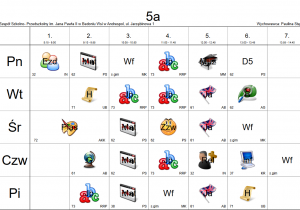 Plan lekcji klasy 5.