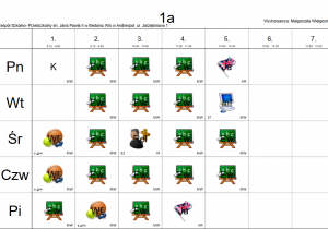 Plan lekcji klasy 1a.