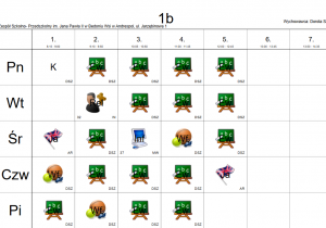 Plan lekcji klasy 1b.