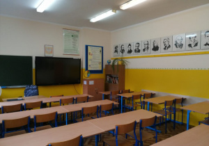 Sala lekcyjna, w której odbywają się zajęcia z języka polskiego.